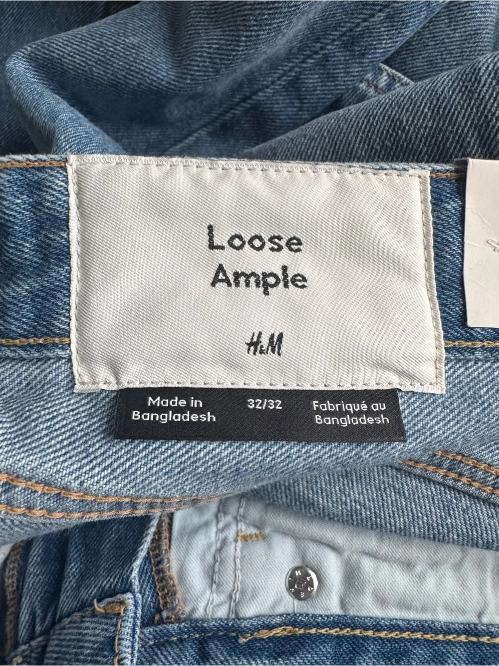 NWT H&M Loose Ample Baggy Jeans Men's Blue Denim Tag 32/32 (Measures 35x32)